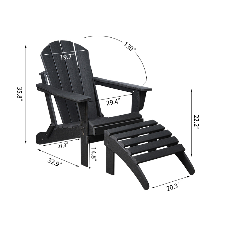 Stolička Adirondack s odnímateľným otomanom